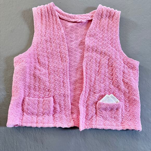 Vintage Children's Pink Handmade Knit Vest Coquette Sweater Vest Small - Picture 1 of 5